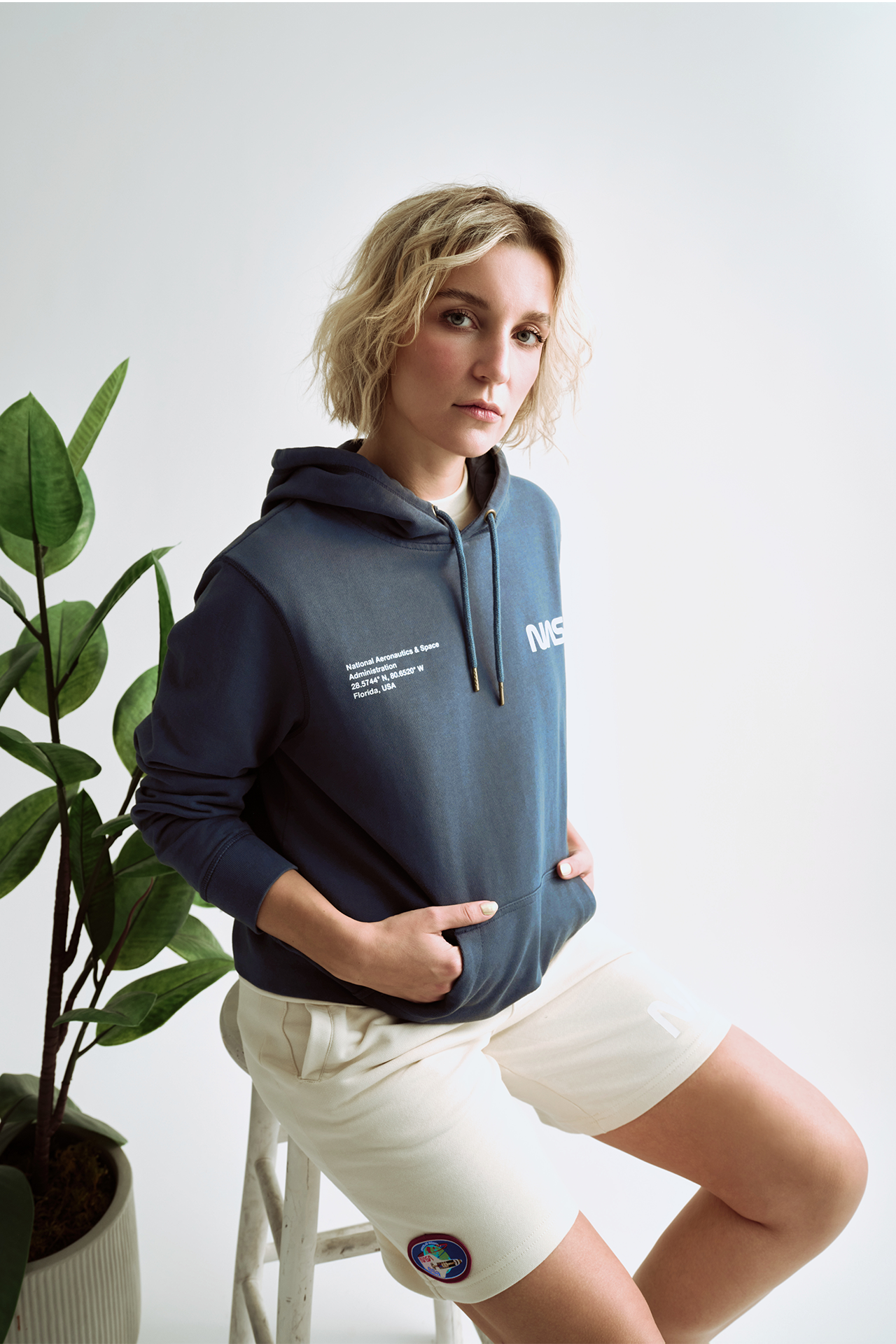 NASA Printed Hoodie Seaside Blue - back