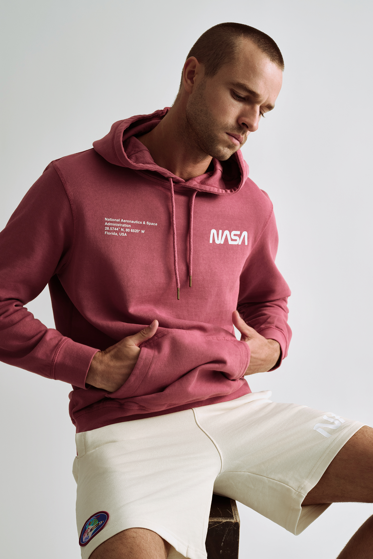 NASA Printed Hoodie Rosewood - back